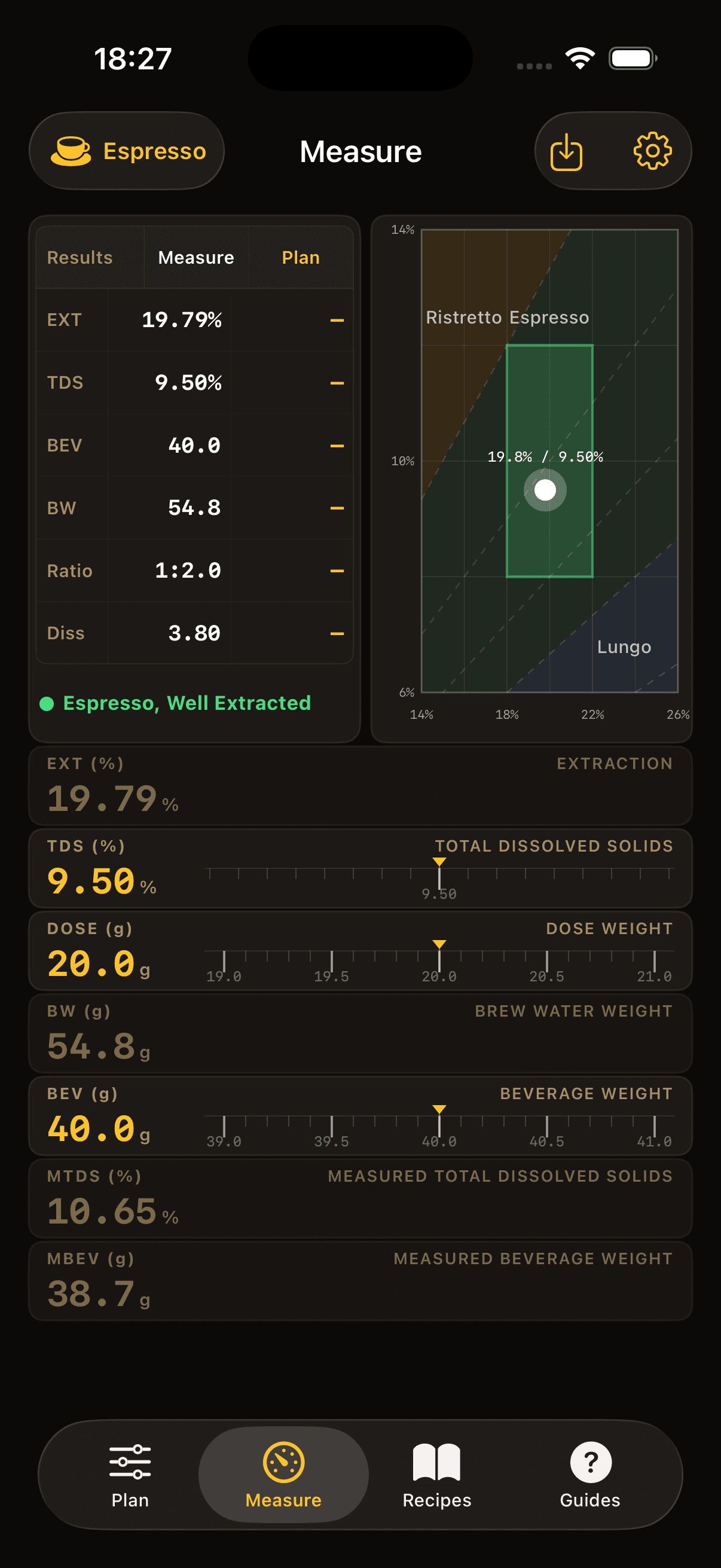Measure tab screenshot
